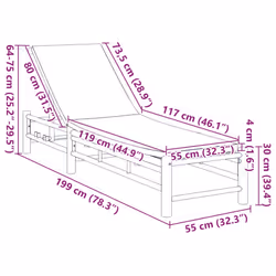 vidaXL Sun Lounger with Cushions 55x199x30 cm Bamboo sunbed sun bed lounge bed - cream white