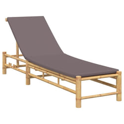 vidaXL Sun Lounger with Cushions 55x199x30 cm Bamboo sunbed sun bed lounge bed - dark grey