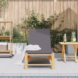 vidaXL Sun Lounger with Cushions 55x199x30 cm Bamboo sunbed sun bed lounge bed - dark grey