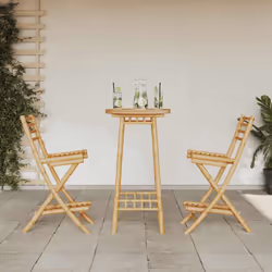 vidaXL 3 Piece Outdoor Bar Set Foldable Bamboo garden bar set