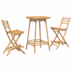 vidaXL 3 Piece Outdoor Bar Set Foldable Bamboo garden bar set