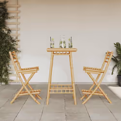 vidaXL 3 Piece Outdoor Bar Set Foldable Bamboo garden bar set