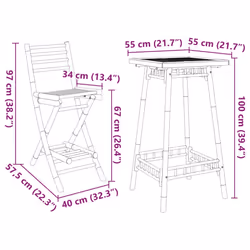 vidaXL 3 Piece Outdoor Bar Set Foldable Bamboo garden bar set