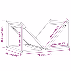 vidaXL Firewood Rack Black 70x43x34.5 cm Cold-rolled steel - anthracite