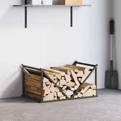 vidaXL Firewood Rack Black 70x43x34.5 cm Cold-rolled steel - olive green - Additional view 2
