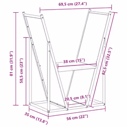 vidaXL Firewood Rack White 69.5x35x81 cm Cold-rolled steel - black - Additional view 10