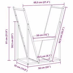 vidaXL Firewood Rack White 69.5x35x81 cm Cold-rolled steel - white - Additional view 3