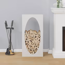 vidaXL Firewood Rack 50x23x100 cm Weathering Steel fireplace log holder - white