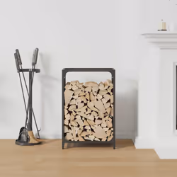 vidaXL Firewood Rack White 60x28x65 cm Cold-rolled steel fireplace log holder - black, 44 x 28 x 65 cm - Additional view 2