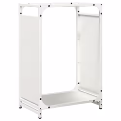 vidaXL Firewood Rack White 60x28x65 cm Cold-rolled steel fireplace log holder - white, 44 x 28 x 65 cm