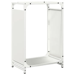 vidaXL Firewood Rack White 60x28x65 cm Cold-rolled steel fireplace log holder - white, 44 x 28 x 65 cm