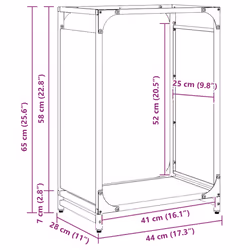 vidaXL Firewood Rack White 60x28x65 cm Cold-rolled steel fireplace log holder - white, 44 x 28 x 65 cm - Additional view 10
