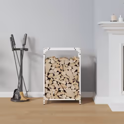 vidaXL Firewood Rack White 60x28x65 cm Cold-rolled steel fireplace log holder - white, 44 x 28 x 65 cm