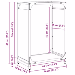 vidaXL Firewood Rack White 60x28x65 cm Cold-rolled steel fireplace log holder - anthracite, 44 x 28 x 65 cm - Additional view 3