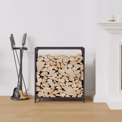 vidaXL Firewood Rack White 60x28x65 cm Cold-rolled steel fireplace log holder - black, 60 x 28 x 65 cm - Additional view 2