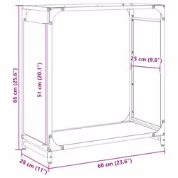 vidaXL Firewood Rack White 60x28x65 cm Cold-rolled steel fireplace log holder - black, 60 x 28 x 65 cm - Additional view 3