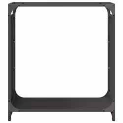 vidaXL Firewood Rack White 60x28x65 cm Cold-rolled steel fireplace log holder - black, 60 x 28 x 65 cm - Additional view 4