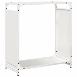 vidaXL Firewood Rack White 60x28x65 cm Cold-rolled steel fireplace log holder - white, 60 x 28 x 65 cm