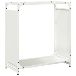 vidaXL Firewood Rack White 60x28x65 cm Cold-rolled steel fireplace log holder - white, 60 x 28 x 65 cm