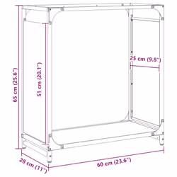 vidaXL Firewood Rack White 60x28x65 cm Cold-rolled steel fireplace log holder - white, 60 x 28 x 65 cm