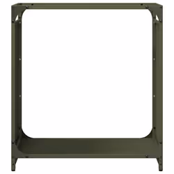 vidaXL Firewood Rack White 60x28x65 cm Cold-rolled steel fireplace log holder - olive green, 60 x 28 x 65 cm - Additional view 4