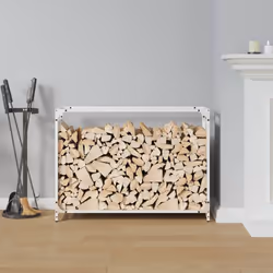 vidaXL Firewood Rack White 60x28x65 cm Cold-rolled steel fireplace log holder - white, 90 x 28 x 65 cm
