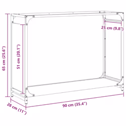 vidaXL Firewood Rack White 60x28x65 cm Cold-rolled steel fireplace log holder - white, 90 x 28 x 65 cm