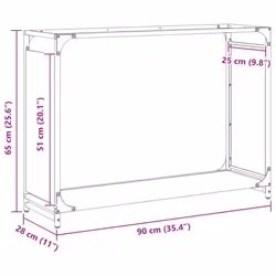 vidaXL Firewood Rack White 60x28x65 cm Cold-rolled steel fireplace log holder - olive green, 90 x 28 x 65 cm - Additional view 3