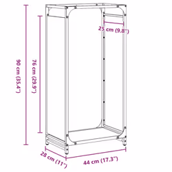 vidaXL Firewood Rack White 60x28x65 cm Cold-rolled steel fireplace log holder - black, 44 x 28 x 90 cm - Additional view 10