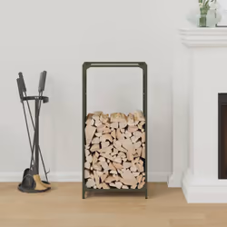 vidaXL Firewood Rack White 60x28x65 cm Cold-rolled steel fireplace log holder - olive green, 44 x 28 x 90 cm