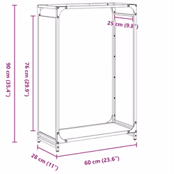 vidaXL Firewood Rack White 60x28x65 cm Cold-rolled steel fireplace log holder - black, 60 x 28 x 90 cm