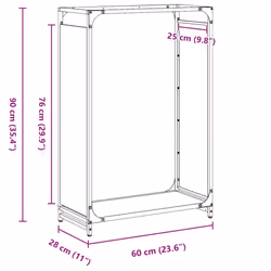 vidaXL Firewood Rack White 60x28x65 cm Cold-rolled steel fireplace log holder - white, 60 x 28 x 90 cm - Additional view 10