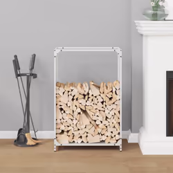 vidaXL Firewood Rack White 60x28x65 cm Cold-rolled steel fireplace log holder - white, 60 x 28 x 90 cm