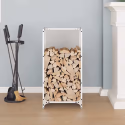 vidaXL Firewood Rack White 40x30x80 cm Cold-rolled steel fireplace log holder