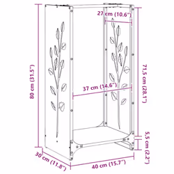 vidaXL Firewood Rack White 40x30x80 cm Cold-rolled steel fireplace log holder