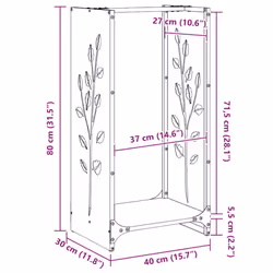 vidaXL Firewood Rack 40x30x80 cm Stainless Steel fireplace log holder