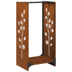 vidaXL Firewood Rack 40x30x80 cm Weathering Steel fireplace log holder