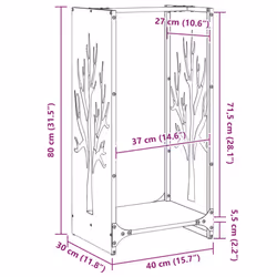 vidaXL Firewood Rack Black 40x30x80 cm Cold-rolled steel fireplace log holder