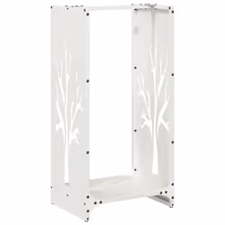 vidaXL Firewood Rack White 40x30x80 cm Cold-rolled steel fireplace log holder