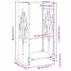vidaXL Firewood Rack White 40x30x80 cm Cold-rolled steel fireplace log holder