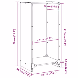vidaXL Firewood Rack Black 40x30x80 cm Cold-rolled steel fireplace log holder