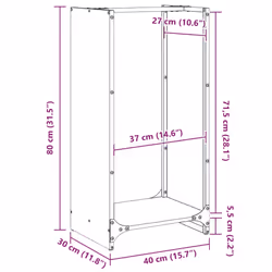 vidaXL Firewood Rack 40x30x80 cm Stainless Steel fireplace log holder