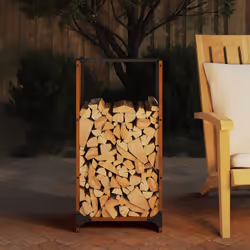 vidaXL Firewood Rack 40x30x80 cm Weathering Steel fireplace log holder - Additional view 2
