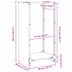 vidaXL Firewood Rack 40x30x80 cm Weathering Steel fireplace log holder - Additional view 3