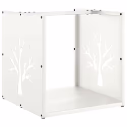 vidaXL Firewood Rack White 40x40x40 cm Cold-rolled steel fireplace log holder