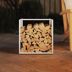vidaXL Firewood Rack White 40x40x40 cm Cold-rolled steel fireplace log holder