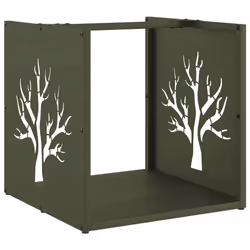 vidaXL Firewood Rack Olive Green 40x40x40 cm Cold-rolled steel