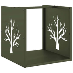 vidaXL Firewood Rack Olive Green 40x40x40 cm Cold-rolled steel