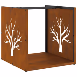 vidaXL Firewood Rack 40x40x40 cm Weathering Steel fireplace log holder