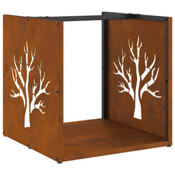 vidaXL Firewood Rack 40x40x40 cm Weathering Steel fireplace log holder